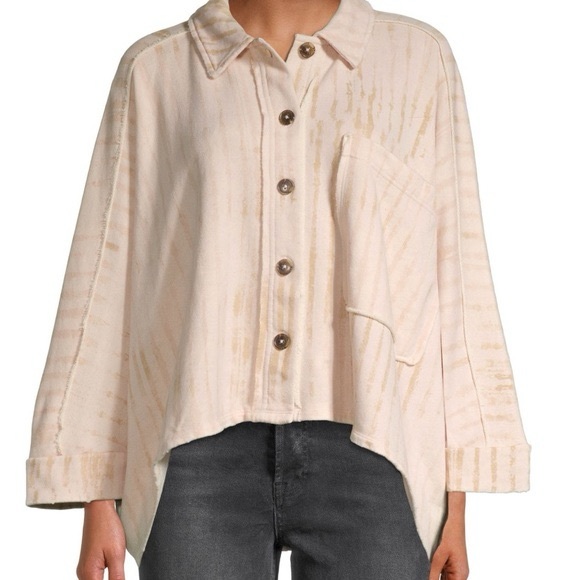 NEVER WORN We The Free Montuak Cream Striped Collared Jacket - Picture 1 of 7
